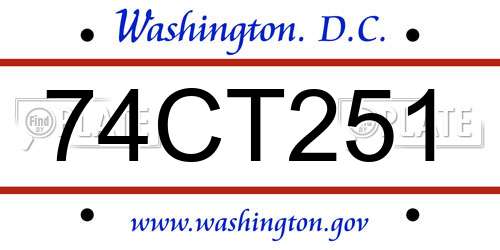 74CT251 District Of Columbia License Plate