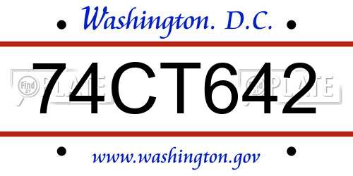 74CT642 District Of Columbia License Plate