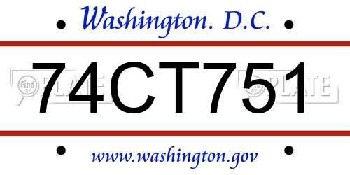 74CT751 District Of Columbia License Plate