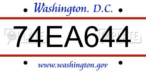 74EA644 District Of Columbia License Plate