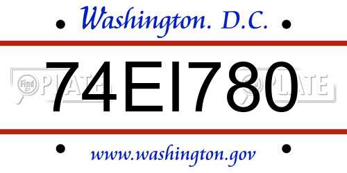 74EI780 District Of Columbia License Plate