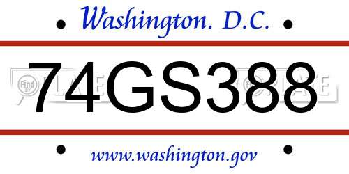 74GS388 District Of Columbia License Plate
