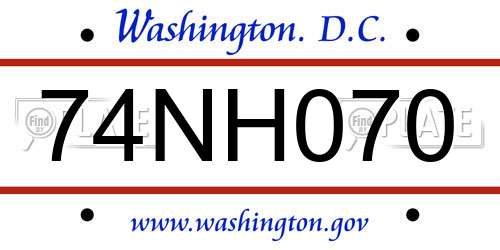 74NH070 District Of Columbia License Plate