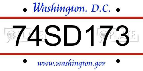 74SD173 District Of Columbia License Plate