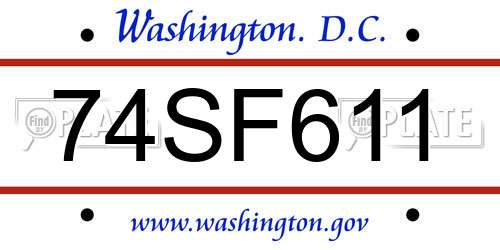 74SF611 District Of Columbia License Plate