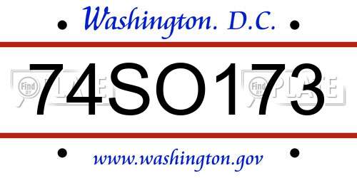 74SO173 District Of Columbia License Plate