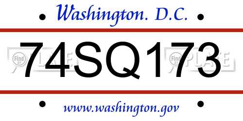 74SQ173 District Of Columbia License Plate