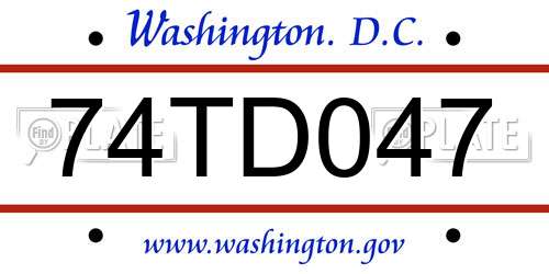 74TD047 District Of Columbia License Plate