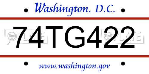 74TG422 District Of Columbia License Plate