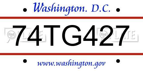 74TG427 District Of Columbia License Plate