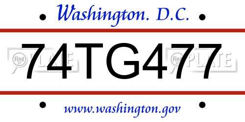 74TG477 District Of Columbia License Plate