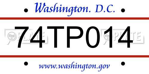 74TP014 District Of Columbia License Plate