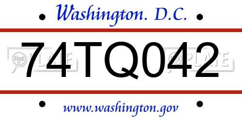 74TQ042 District Of Columbia License Plate