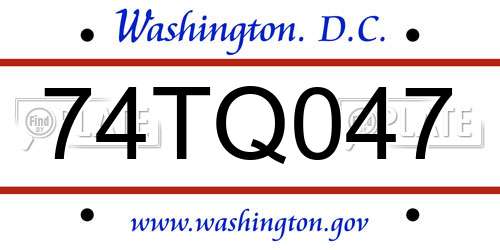 74TQ047 District Of Columbia License Plate