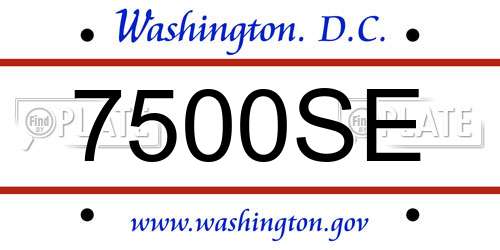 7500SE District Of Columbia License Plate