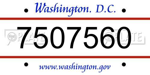 7507560 District Of Columbia License Plate