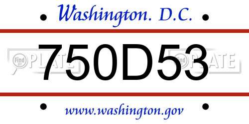 750D53 District Of Columbia License Plate