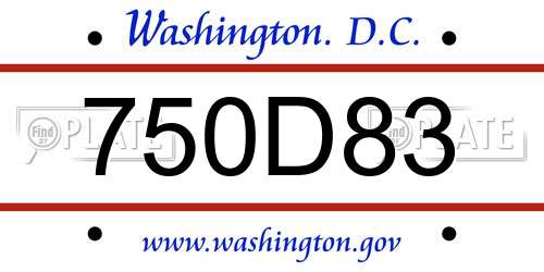 750D83 District Of Columbia License Plate