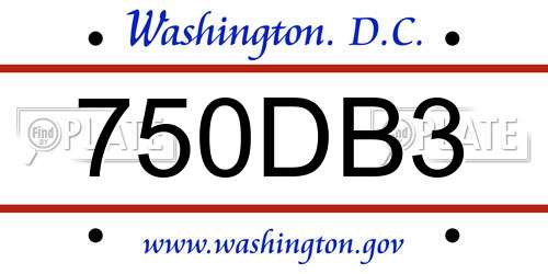 750DB3 District Of Columbia License Plate