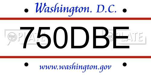 750DBE District Of Columbia License Plate