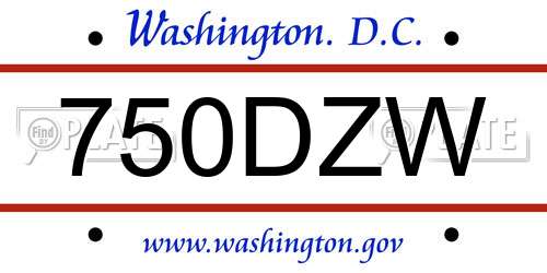 750DZW District Of Columbia License Plate