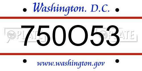 750O53 District Of Columbia License Plate