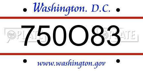 750O83 District Of Columbia License Plate