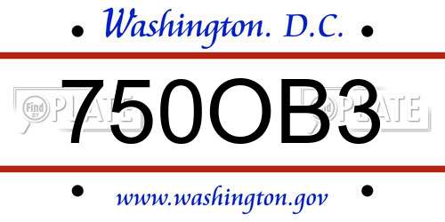 750OB3 District Of Columbia License Plate