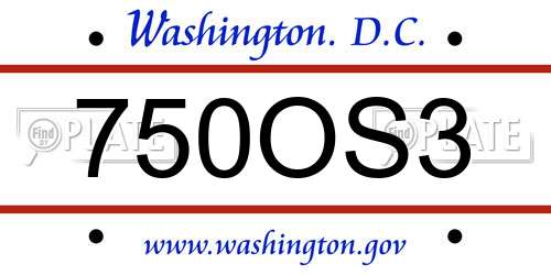 750OS3 District Of Columbia License Plate