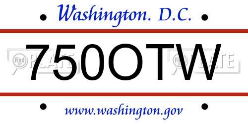 750OTW District Of Columbia License Plate