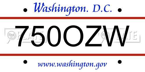 750OZW District Of Columbia License Plate