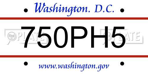 750PH5 District Of Columbia License Plate