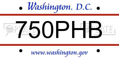 750PHB District Of Columbia License Plate