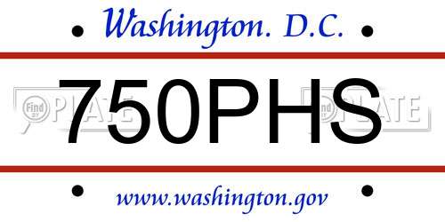 750PHS District Of Columbia License Plate