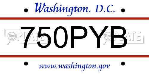 750PYB District Of Columbia License Plate