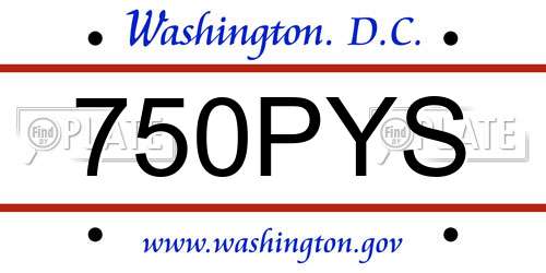 750PYS District Of Columbia License Plate