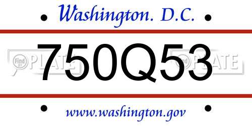 750Q53 District Of Columbia License Plate