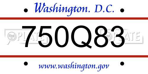 750Q83 District Of Columbia License Plate