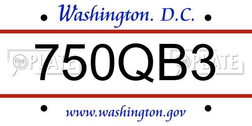 750QB3 District Of Columbia License Plate