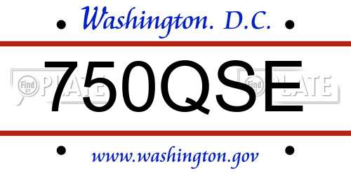 750QSE District Of Columbia License Plate
