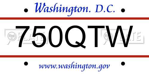 750QTW District Of Columbia License Plate