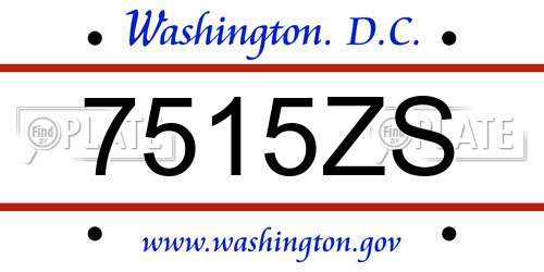 7515ZS District Of Columbia License Plate
