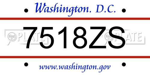 7518ZS District Of Columbia License Plate