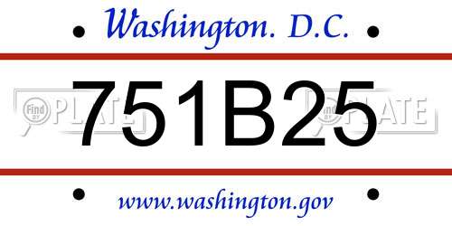 751B25 District Of Columbia License Plate