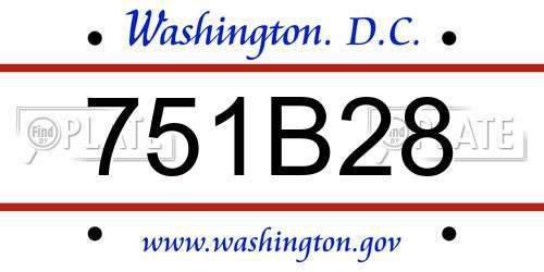 751B28 District Of Columbia License Plate