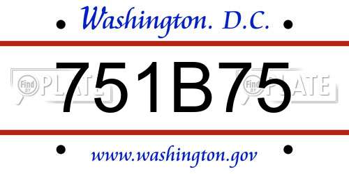 751B75 District Of Columbia License Plate