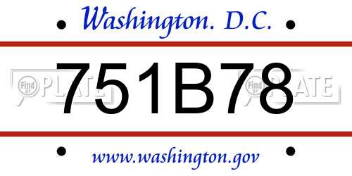 751B78 District Of Columbia License Plate
