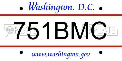 751BMC District Of Columbia License Plate