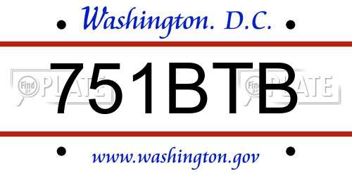 751BTB District Of Columbia License Plate