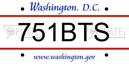 751BTS District Of Columbia License Plate